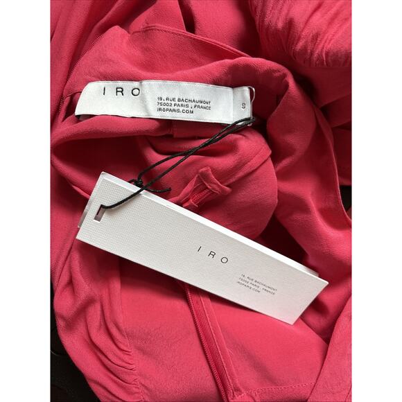 IRO Paris Sense Button Detail Crepe Blouse Pink Mock Neck Women's 8 Statement - Picture 14 of 16